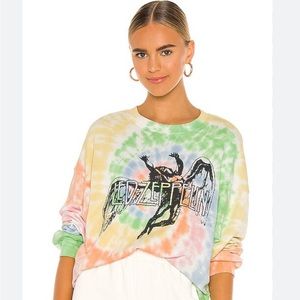 X REVOLVE Led Zeppelin Icarus Tie Dye Sweatshirt in Faded Neon Tie Dye